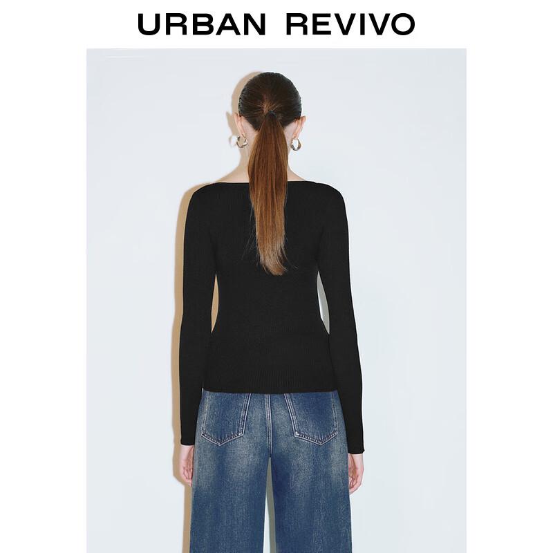 UR Women's V-Neck Knit Sweater with Bow Detail