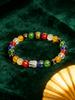 Colorful Crystal Six Syllable Mantra Beads Bracelet Natural Stone Prajna Paramita Heart Sutra Retro Buddha Head Energy Jewelry