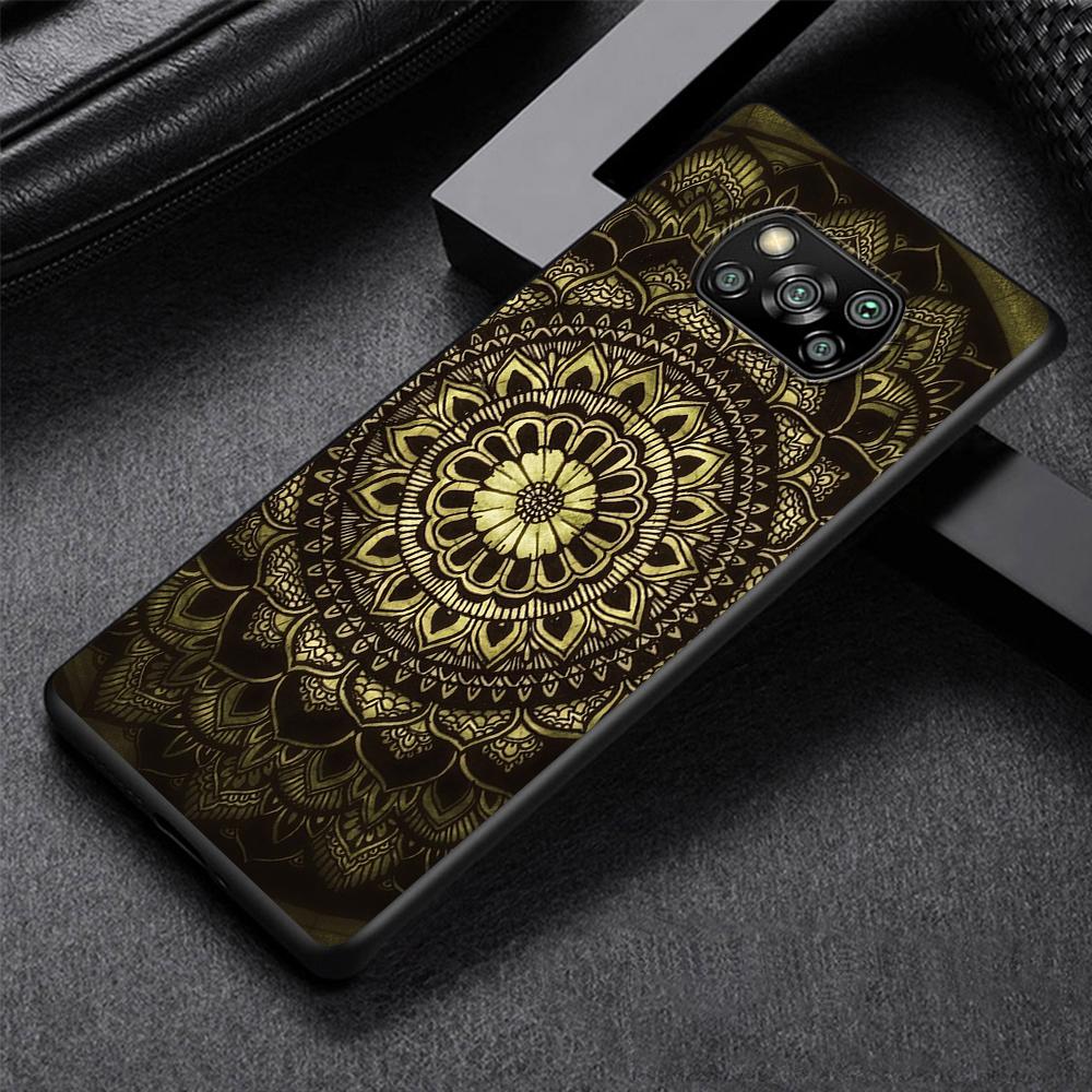 Blue Totem Flower Mandala Case for Xiaomi Poco X5 X3 NFC X4 Pro 5G F4 GT M5 M5s F3 Pocophone F1 Black Soft Phone Cover Mi 13 12T