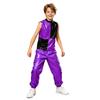 Boys Metallic Jazz Dance Costume Mock Neck Sleeveless Back Zipper Shiny Sequins Color Block Top Cargo Pants