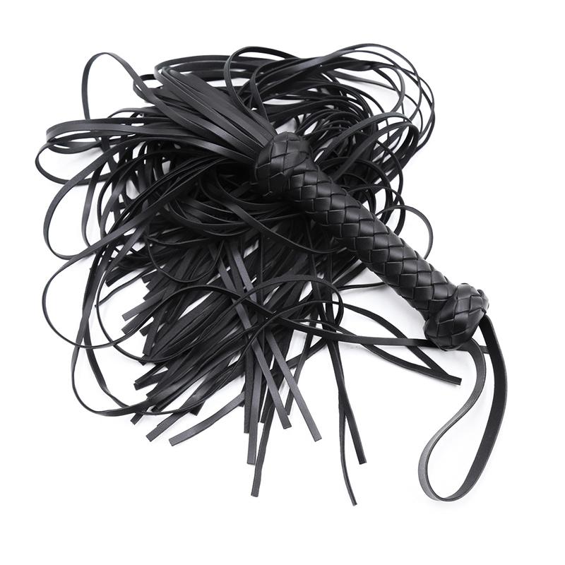 Fetish Black&amp;Red PU Leather Whip Flogger Handle Spanking Paddle Knout Flirt BDSM Adult Game Erotic Sex Toys for Women