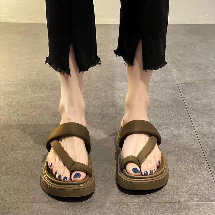 Summer toe sandals women's 2024 new versatile women's flat-soled beach shoes women's platform casual fashion women's shoes tide