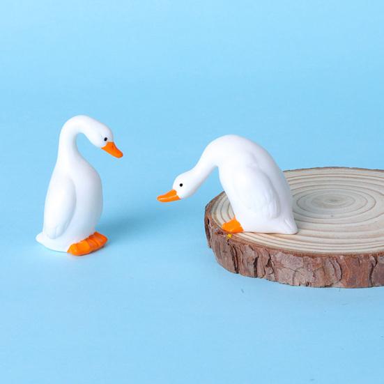 6 szt. Figurka Gęsi z Żywicy Dekoracja Monitora Komputerowego, Kolekcjonerska Urocza Miniaturowa Statuetka Gęsi na Deskę Rozdzielczą Samochodu, Ramkę na Zdjęcia TV, Dekorację Biurka