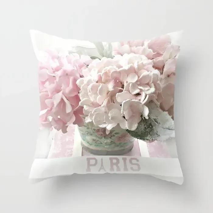 Country Style Retro Floral Pillowcase Fresh Rose Print Farmhouse Cushions Cover Sofa Seat Decorative Pillow Cover 45*45Cm