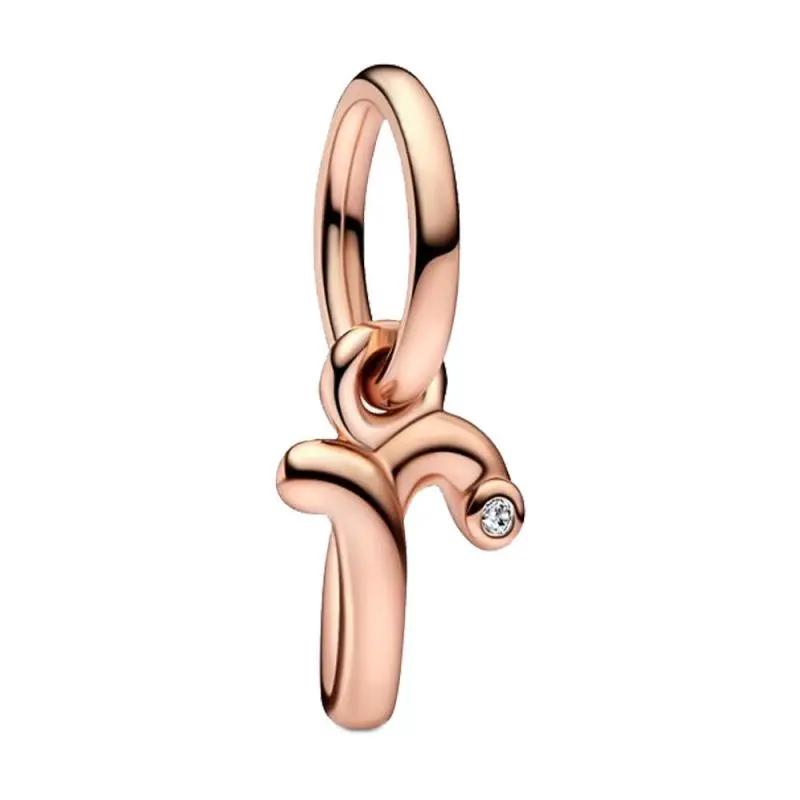 Brand New Plated Rose Gold Letter A-z 26 Alphabet Bead Component Zircon Letter Charm Bead Component Compatible With Authentic Original Bracelet High
