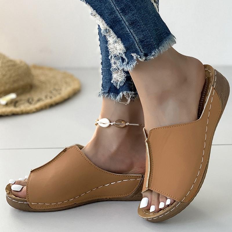 Fashion Sandals Shoes Women Summer Platform Shoes Woman Slip On Walking Shoes Wedge Women's Sandals Retro Woman Slippers Female Footwear