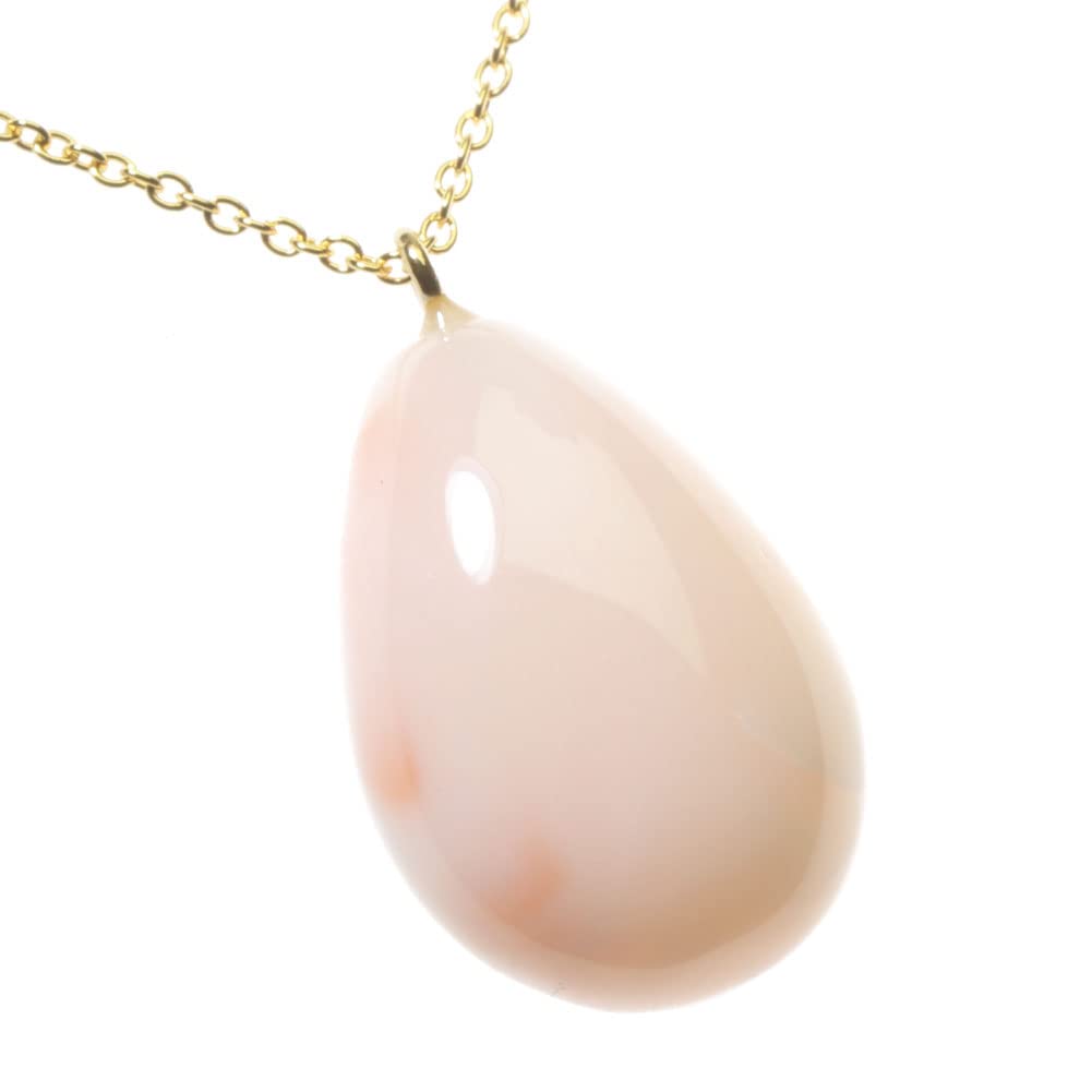 Mid-Coral Pink Pendant, Teardrop Shape, Undyed, SANSUI