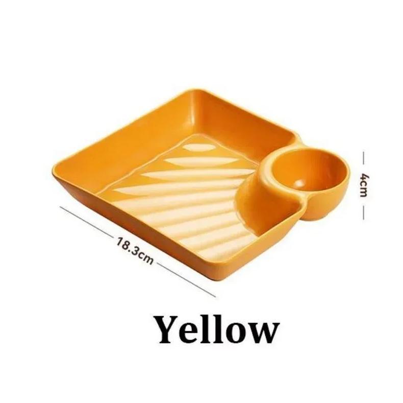 Chips and Dip Plates, Plastic Serving Platter Dumpling Plate with Dipping Saucer, Divided Snack Serving Dishes for Appetizer