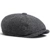 New Retro Herringbone Newsboy Cap For Men Autumn Winter Warm Beret Women Fashion Vintage Hat Hip Hop Female Flat Caps Berets