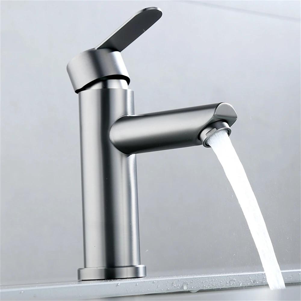 Kitchen Faucet Stainless Steel Hot and Cold Water Tap Single Handle Water Taps Bathroom Basin Countertop Sink Faucet Accessories