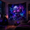 Dark Skull Headphone Wall Tapestry Cool Neon Style Teen Room Dorm Gaming Room Living Room Hanging Cloth Decor