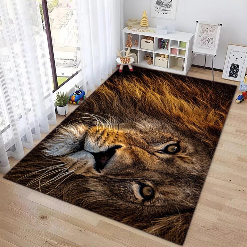 1PC Lion pattern printed Carpet Rug for Living Room Bedroom Home Sofa Decoration,Non-slip Floor Mat Floor mat