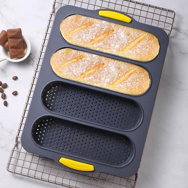 New 4 Grids Silicone Mold French Bread Baking Mold Bread Baking Tray Nonstick Cake Baguette Mold Pans Bread Baking Tools 7 Color