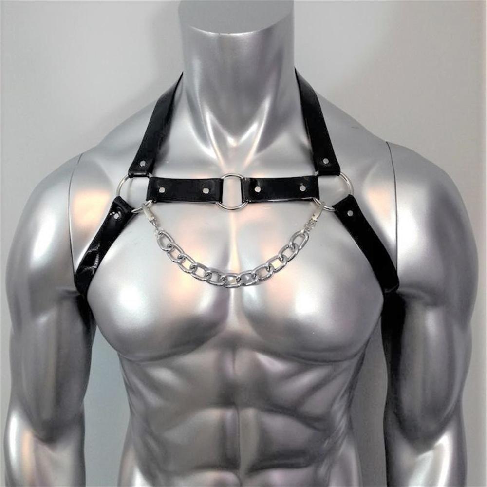 Gay Fetish Sexy Rave Mens Chest Harness Belt Men Gay Gothic Half Body Bondage Lingerie Adjustable Harness Cosplay Costume