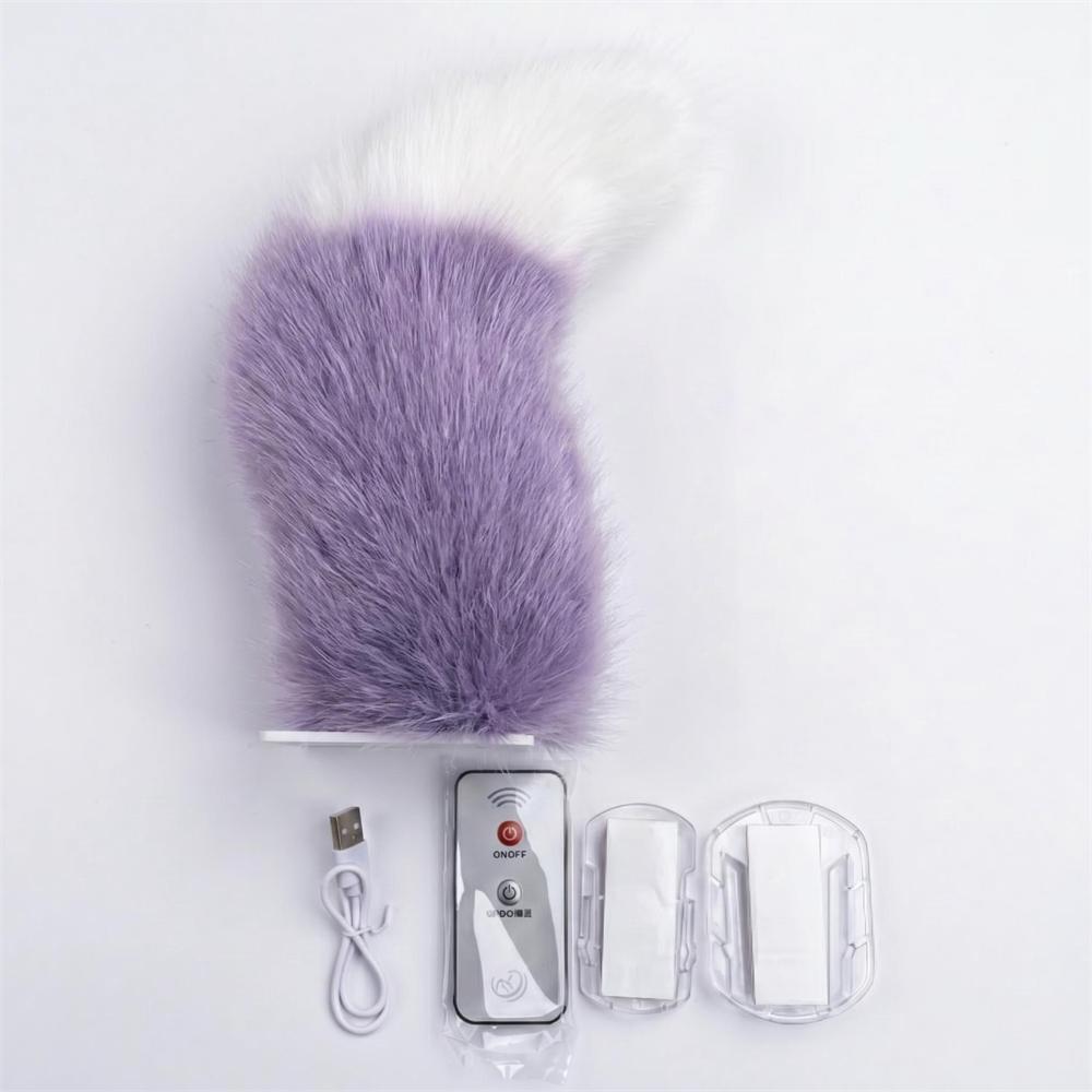 Electric Wagging Tail for Car Cute Plush Moving Auto Interior Exterior Ornament Remote Control Scooter Decor