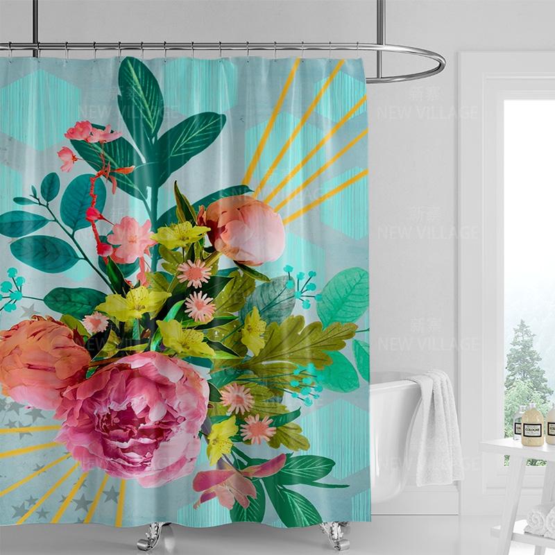 

Tropical plant shower curtain, bathroom bathtub waterproof shower curtain, house decoration 180x200cm bathroom curtain 90x180cm