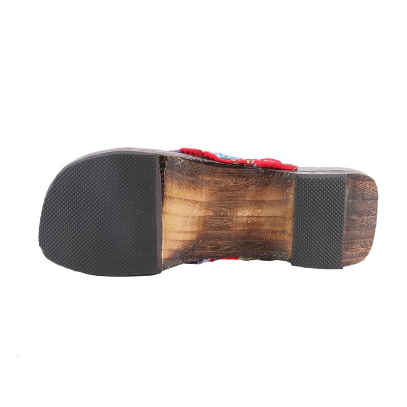 Women's Japanese Style Non-slip Wooden Flip Flops, Paulownia Flat Bottom Toe Post Sandals, Wear-resistant Clogs with Medium To High Sole.