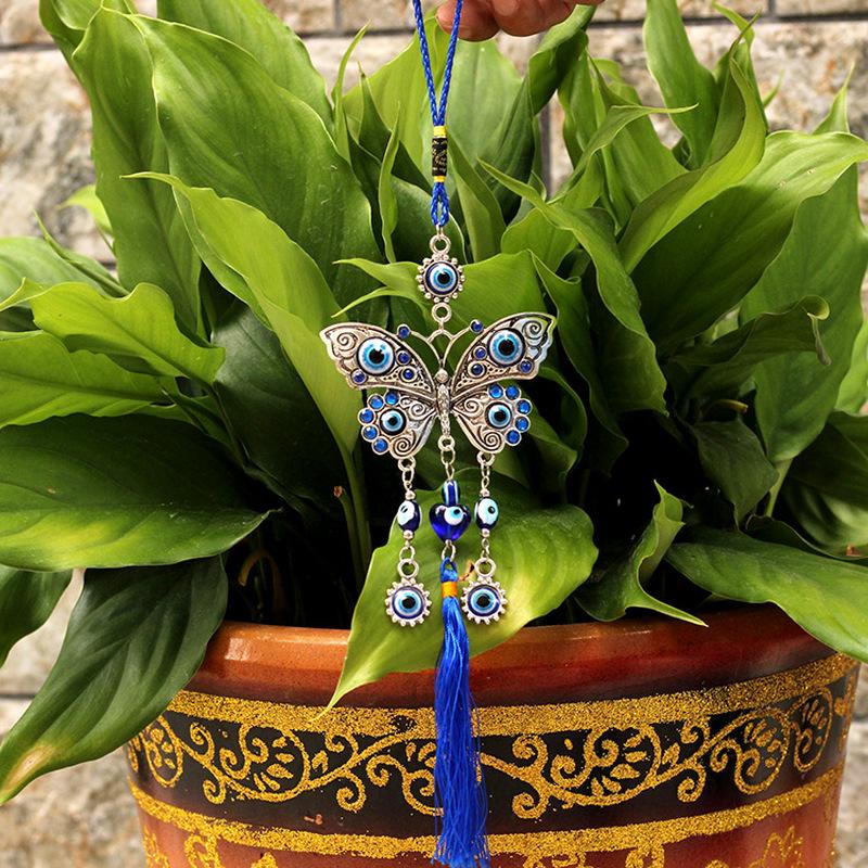 Butterfly Turkish Blue Glass Amulet Wall Hanging Home Decoration Lucky