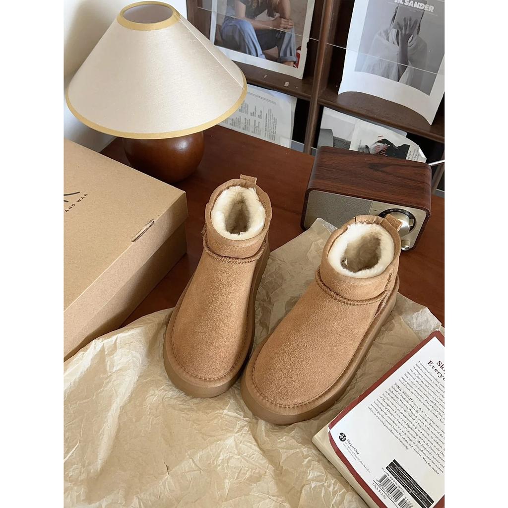 Lolita Stövlar Dam Låga Skor Australien Vinter Skor Stövlar-Dam Svart Ankel Snö Damer Höst Läder Shearling Päls