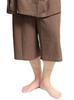 One Colors Men's Jinbei Pajama Set, Japanese Pattern, Top and Bottoms, Solid Shijira Weave, Cool and Comfortable, Size L, Mocha