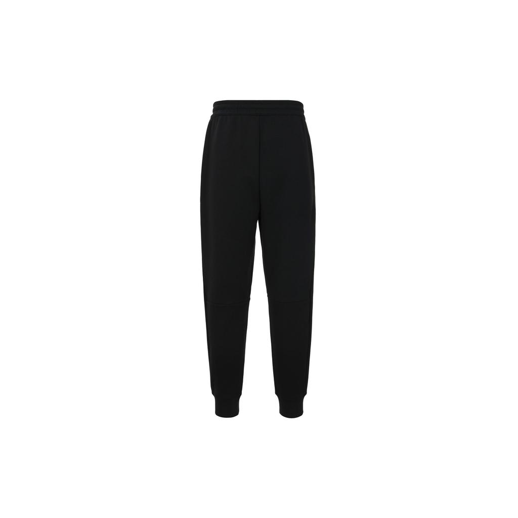 FILA Solid Color Logo Mid-Waist Cuffed Knit Sports Pants Men bottoms Deep-Black F11M415601F-BK