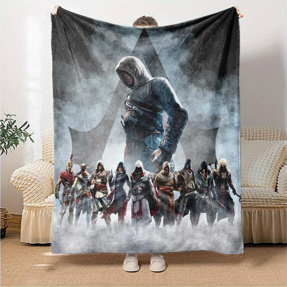 Coperta stampata con tema Assassin's Creed - Perfetta per divano, letto, viaggi e uso all'aperto | Lavabile in lavatrice, accogliente e resistente.