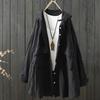 Cotton Yarn Hoodies Cardigan for Women Spring Japan Style Hooded Short Long Solid Shirts and Blouse Big Size Tops