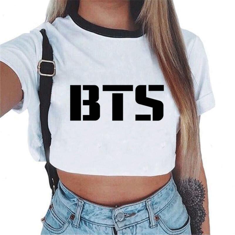 Kpop Bts Bangtan Boys Kortärmad Damtopp Med Söt Figurdesign Perfekt För Sommaren