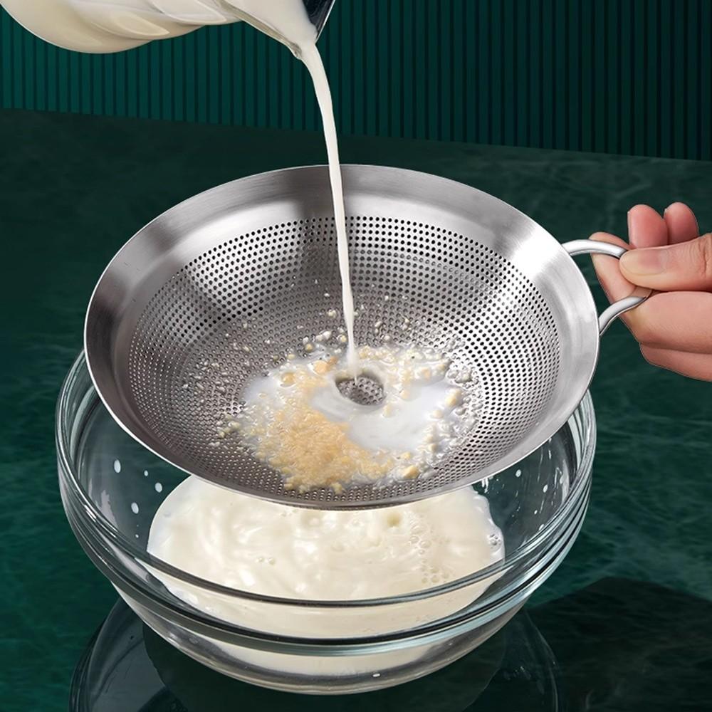 New Double Handles Stainless Steel Colander Fine Mesh Drain Tool Flour Sieve Oil Draining Oil Filter Cooking Utensil