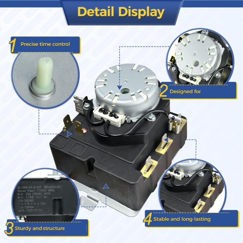 WE04X25281 Universals Dryer Timer Replacement Part Drying Time Adjustment Tool for Precise Cycle Control Enduring