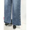 2026 Spring/Summer New Women's High-Waisted Vintage Buttoned Denim Wide-Leg Pants with Split Hem