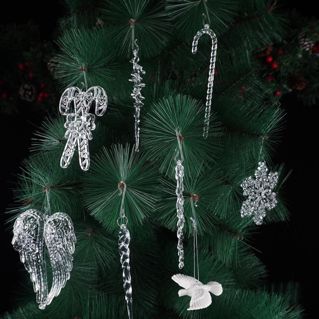 Green Transparent Christmas Ornament S-shaped Hanging Hook for Tree Decoration