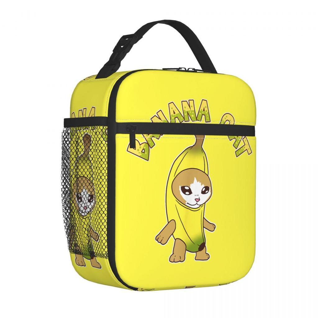 Kitten Banana Cat Meme Insulated Lunch Bags Food Bag Reusable Thermal Cooler Lunch Boxes For School Office