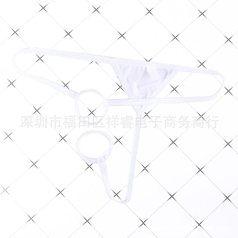 Penis Hole G-String Sexy Man Cock Ring T-Back Thongs Erotic Lingerie Men Sex Panties Crotchless Underpants Low Rise Underwear