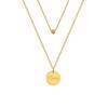 18K Gold Plated Lucky Round Pendant Double Layer Clavicle Necklace - European and American Style