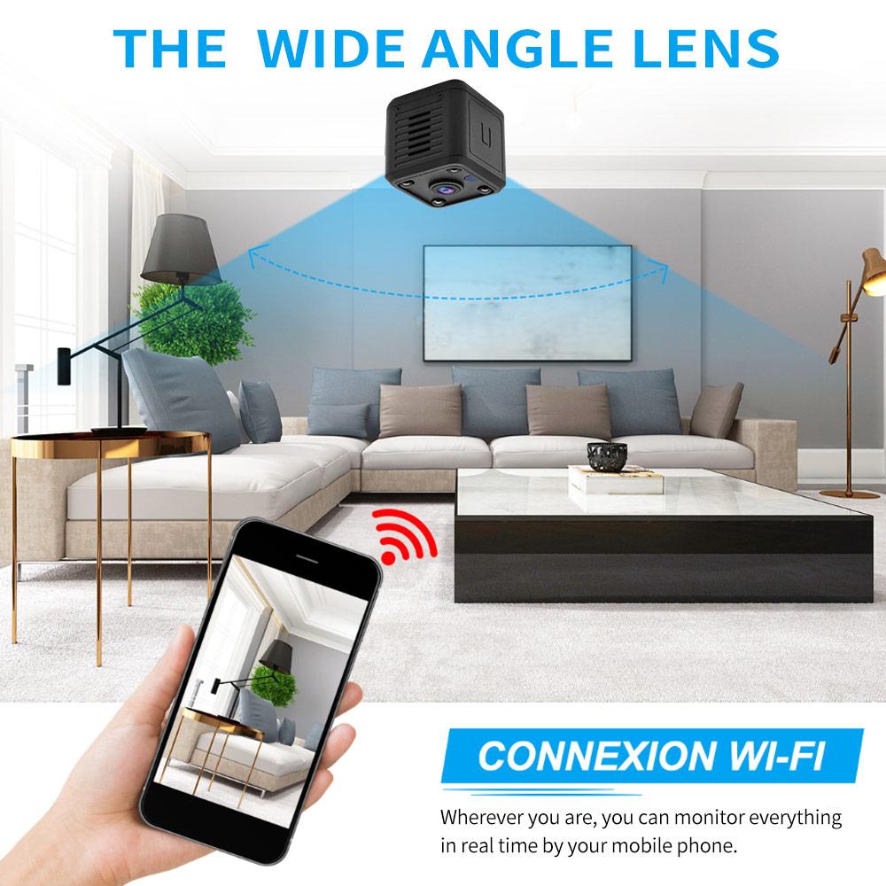 Mini caméras IP HD 1080P Wifi Sports Surveillance de sécurité sans fil Batterie intégrée Vision nocturne Caméras intelligentes pour maison