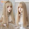 Professional  Synthetic Long Straight Lolita Wig with Bangs Wig Girl Cute Pink Blonde Black Cosplay Party Halloween Harajuku Wig