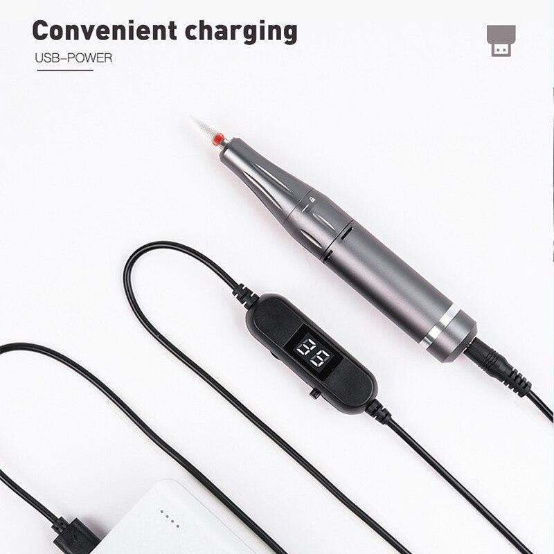 35000RPM Elektrisk neglebormaskinsett for manikyr bærbare neglefilbiter Gelpolering Fjern fresekutter Pedikyrverktøy