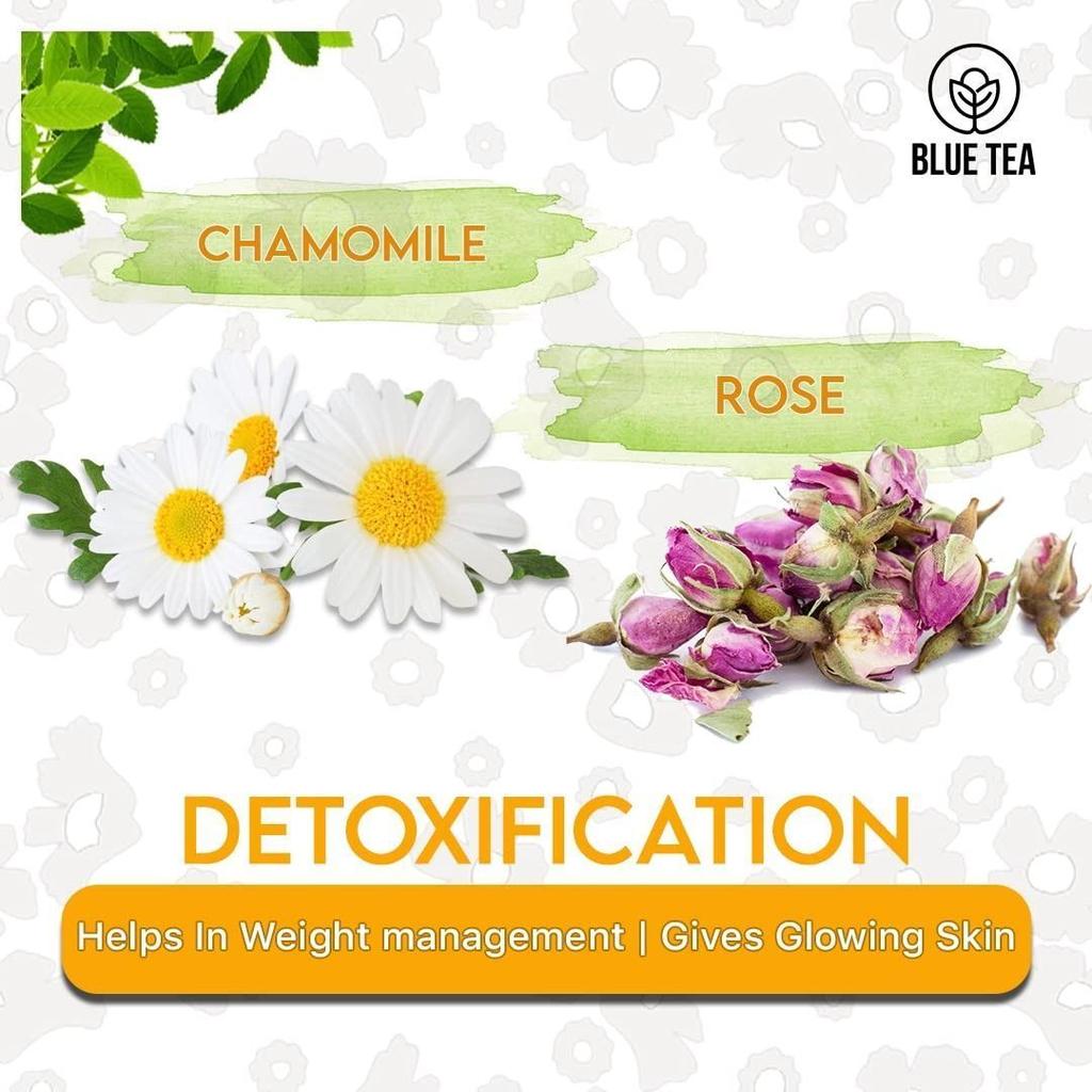 Chamomile and Rose Tea (18 Pak, 1.83 G), Chamomile Rose Herbal Tea, Blue Tea