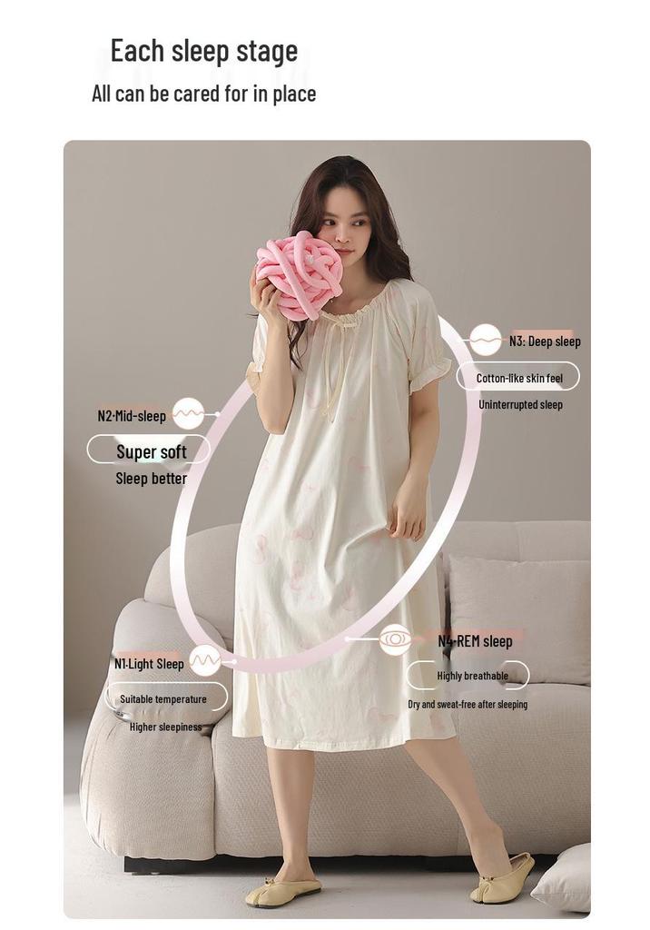 Cute Cotton Summer Nightgown: Women's Short-Sleeve Pajamas
