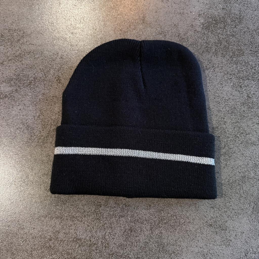 Mens Knitted Hat With Reflective Details For Winter Warmth Stylish Cold Weather Headgear