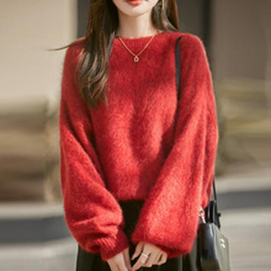 Women's Pure Wool High Neck Sweater, Loose Fit Plus Size, Mid-Length for Autumn/Winter, Covers Buttocks, Cashmere Knitwear