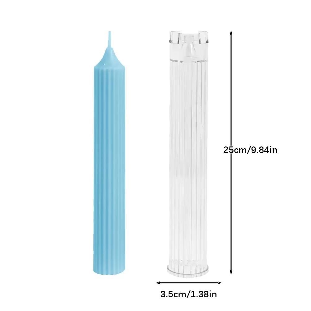 Geometry Stripe Pillar Candle Molds Plastic Column Making CandleHolder Wedding Items 3D Silicone Mold Taper Acrylic Party Supplies