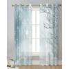 Winter Snowy Day Branches Sheer Curtains Living Room Window Tulle Curtains For Bedroom Kitchen Home Decoration Voile Drapes