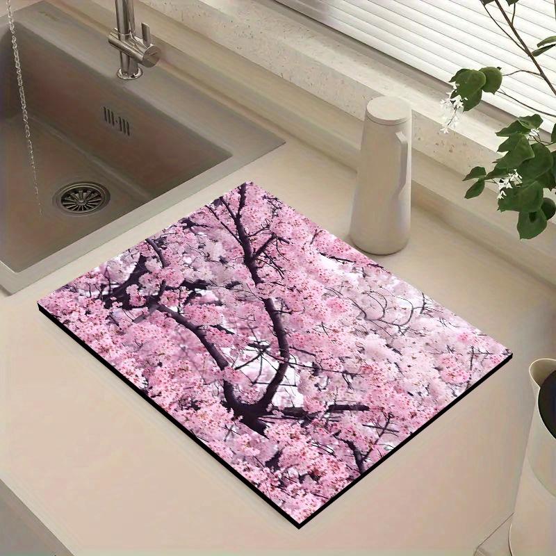 

1 шт. Резиновый коврик для сушки с цветочным узором для кофейни, ресторана, кухни, ковер, скатерть, посуда, прочный диатомовый ил, настольный коврик, коврик для питомца, кофейная посуда 30cmX40cm