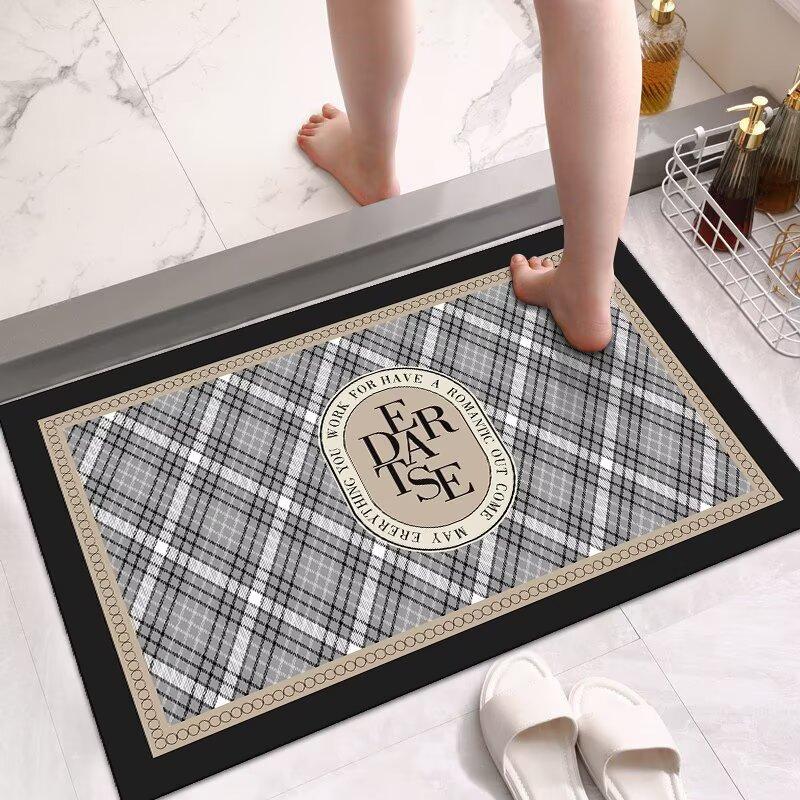 Diatom Mud Bathroom Floor Mat, Toilet Door Absorbent Mat Non-slip Quick-drying Household Toilet Foot Mat Carpet Bathroom