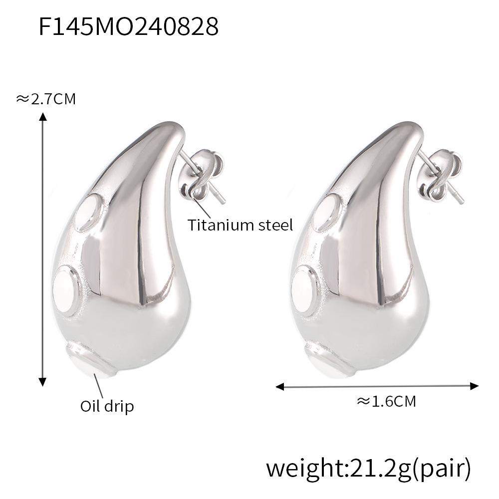 Europäische & Amerikanische Mode Titan Wassertropfen Emaille Ohrringe - Nischen Hohl Design