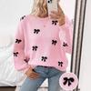 Autumn Women's Bow Jacquard Knitwear Sweater - Simple European & American Design