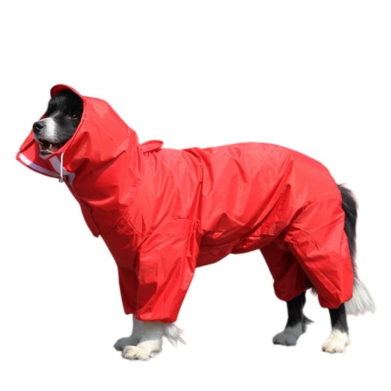 Outdoor Dog Raincoat Jumpsuit Waterproof Dog Suits Rain Cape For Medium Big Dogs Four Corner Hooded Jacket Poncho Pet Rain Coat