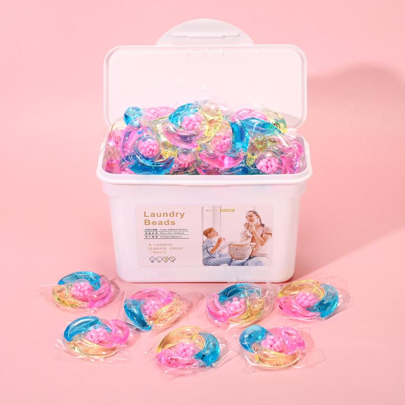 Five-in-One Laundry Pods: Long-Lasting Scent, Stain Removal, Softening, and Concentrated Detergent Beads.